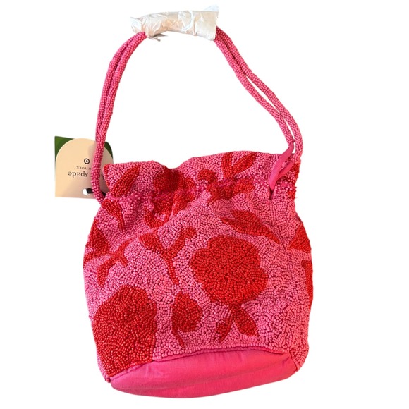 Kate‎ Spade x Target Beaded pink Rose drawstring Bucketbag.  NWT. Hard to find! - Picture 7 of 9